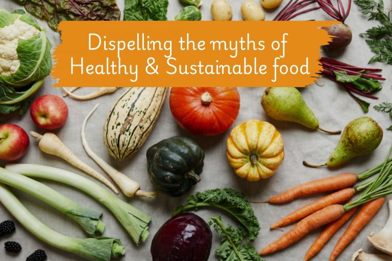 Seasonal vegetables displayed to promote a healthy and sustainable food workshop.